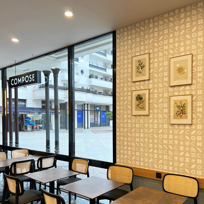 OhMyWall réalisation de papier peint sur mesure pour COMPOSE - CANTINE SUR MESURE