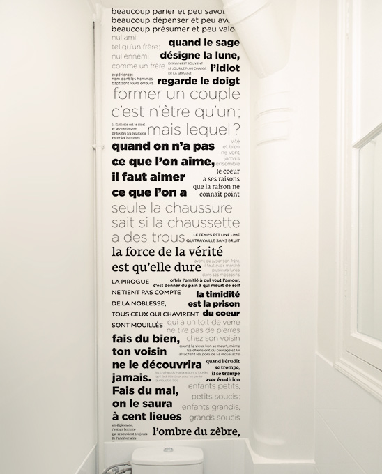 Lé unique de papier peint PROVERBES en Noir et blanc Déco