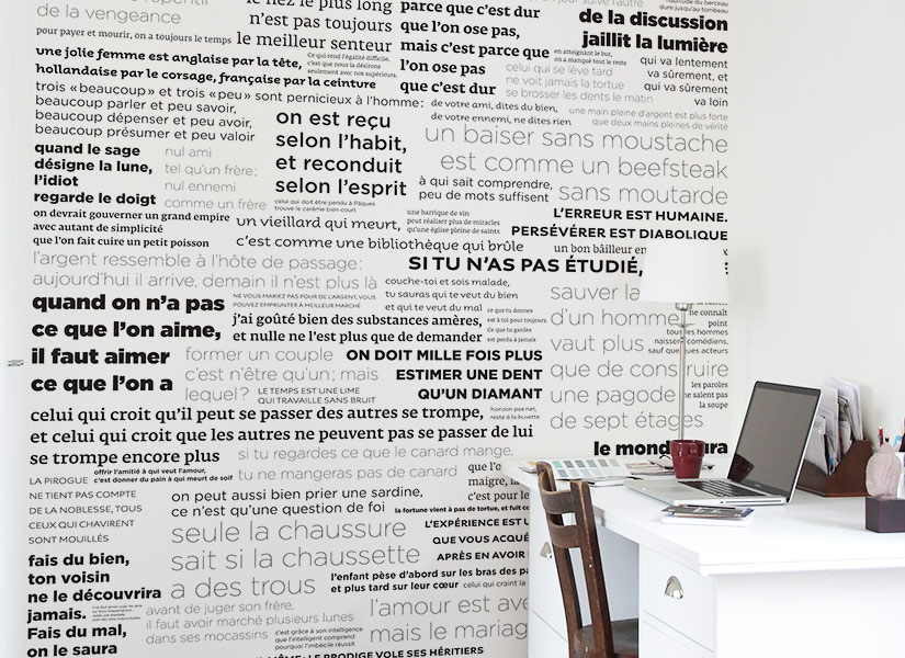 Papier peint PROVERBES en Noir et blanc Medium