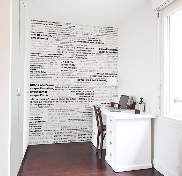 Papier peint PROVERBES en Noir et blanc Medium