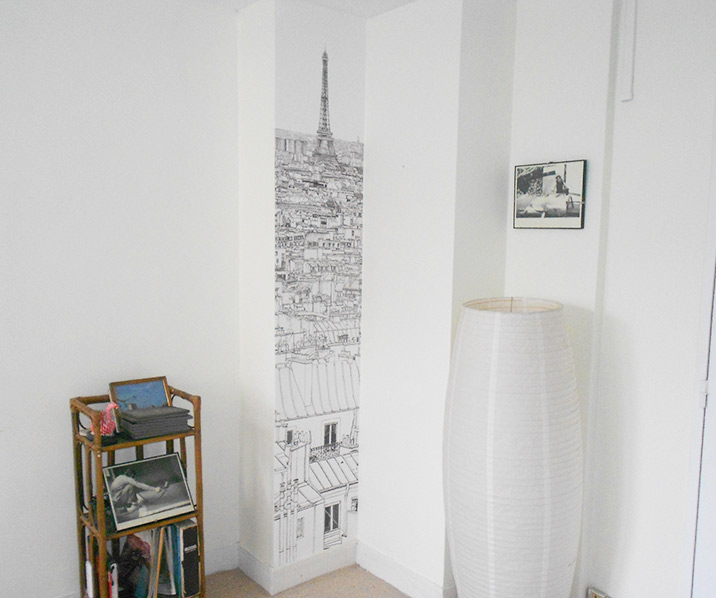 Papier peint panoramique & Décor mural en édition limitée : Oh My Wall  papier peint Vue de Paris Tour Eiffel DECO par Thomas Lable alias Materz