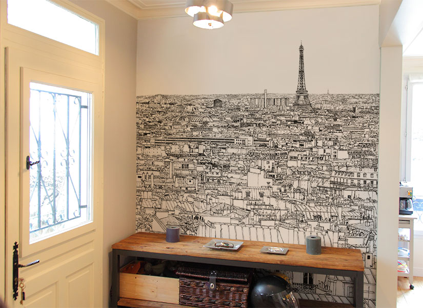 Papier peint Vue de Paris Grand Palais Tour Eiffel Medium
