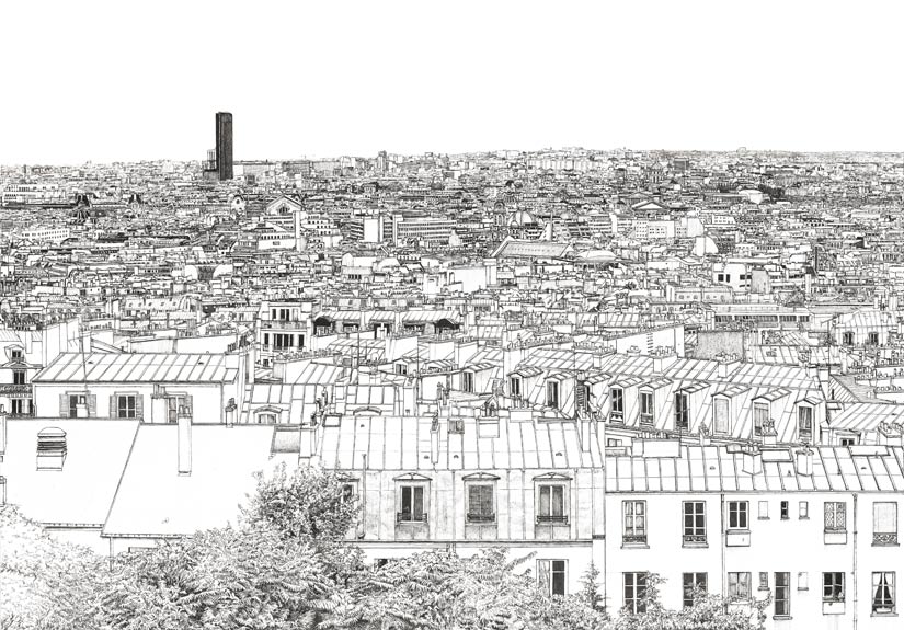Papier peint Vue de Paris Montparnasse Tour Eiffel Big Panoramique