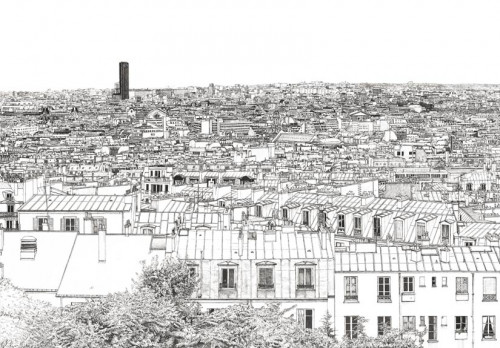 Papier peint Vue de Paris Montparnasse Concorde Panoramique