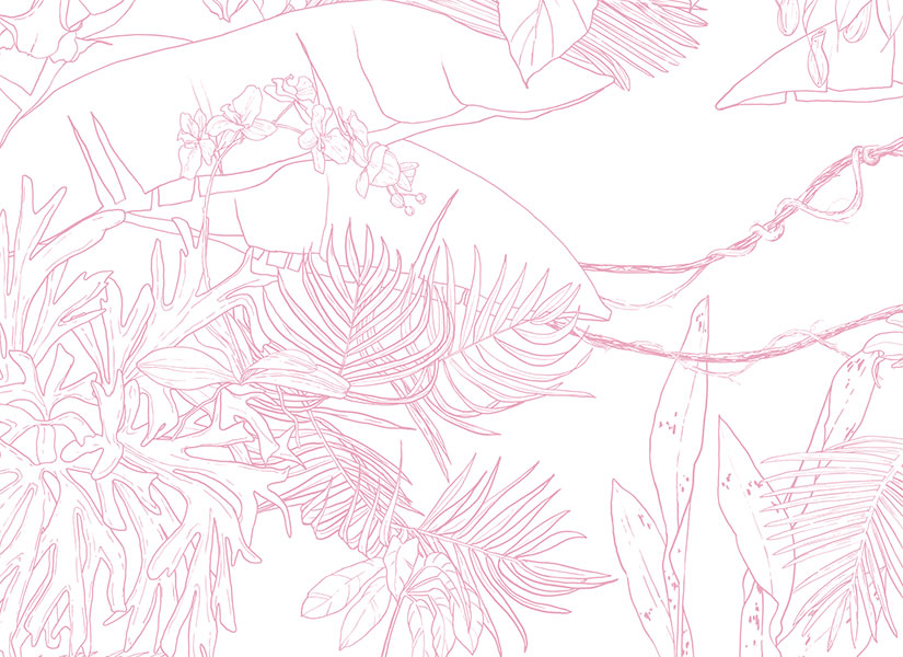 Papier peint Jungle Tropical Rose Panoramique