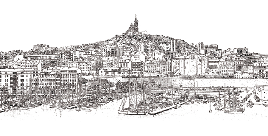 Papier peint Marseille Vieux-Port BIG Panoramique