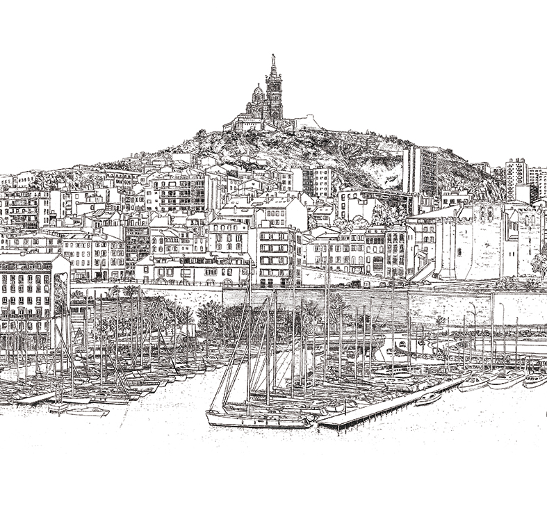 Papier peint Marseille Vieux-Port PETIT panoramique