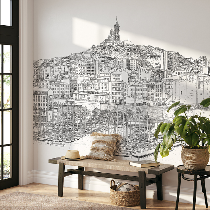 Papier peint Marseille Vieux-Port PETIT panoramique