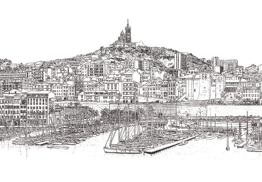 Papier peint Marseille Vieux-Port Panoramique