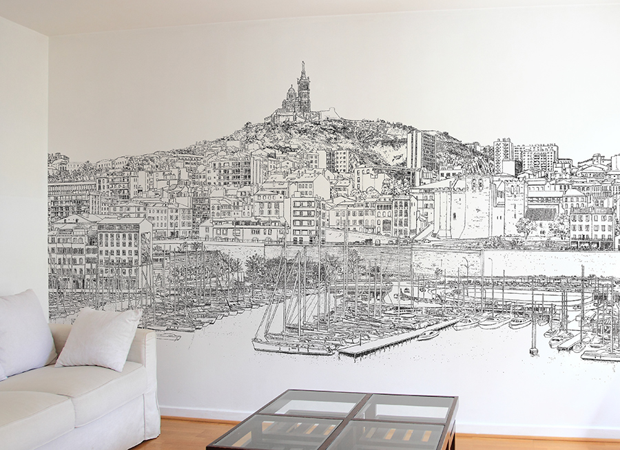 Papier peint Marseille Vieux-Port Panoramique